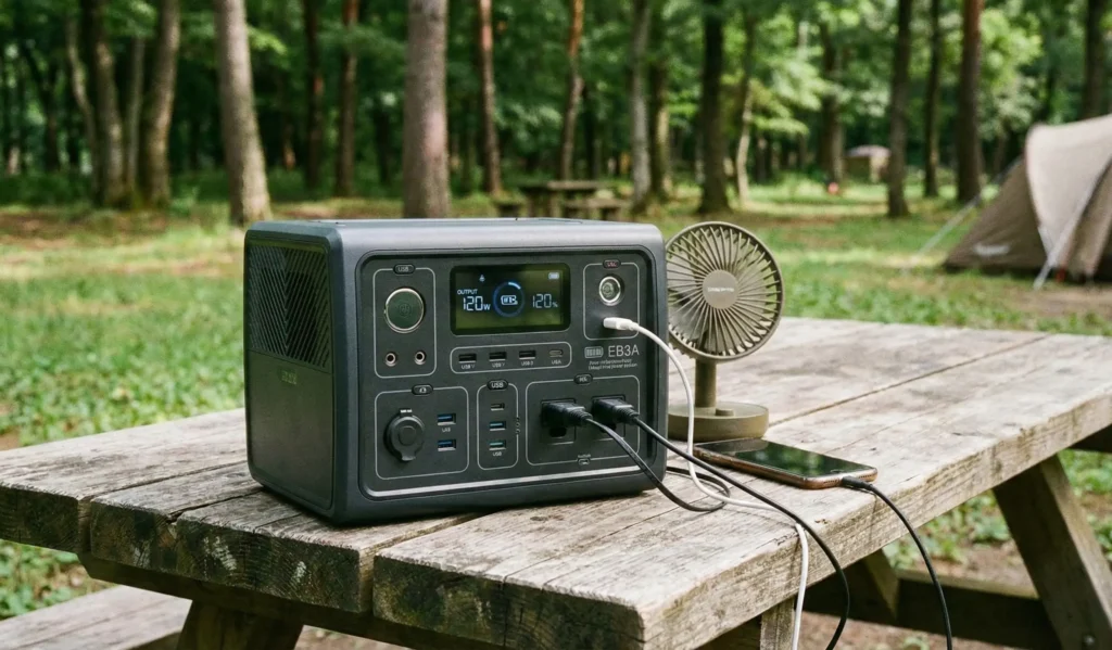 Pantalla LCD y puertos de la Bluetti EB3A