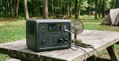 Pantalla LCD y puertos de la Bluetti EB3A