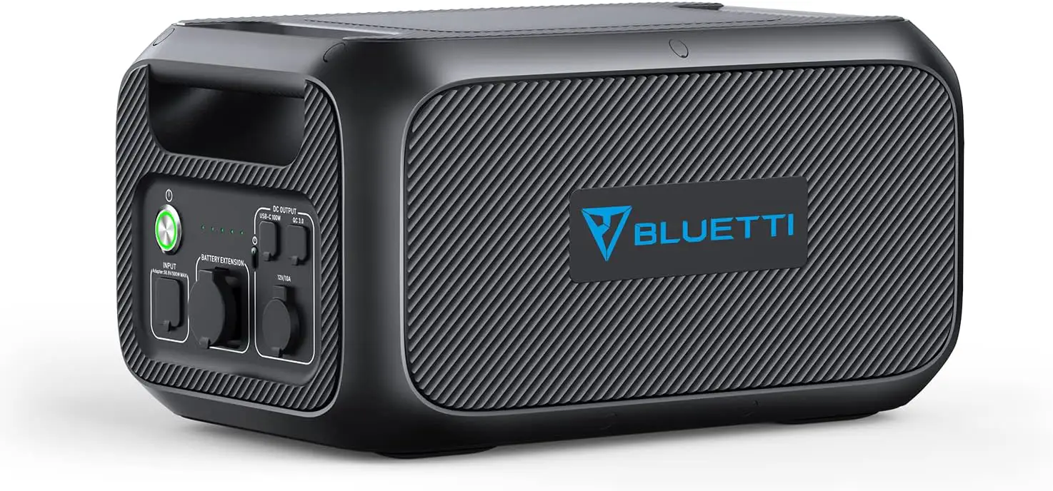 Batería de expansión Bluetti B230 con puertos USB y pantalla LCD.