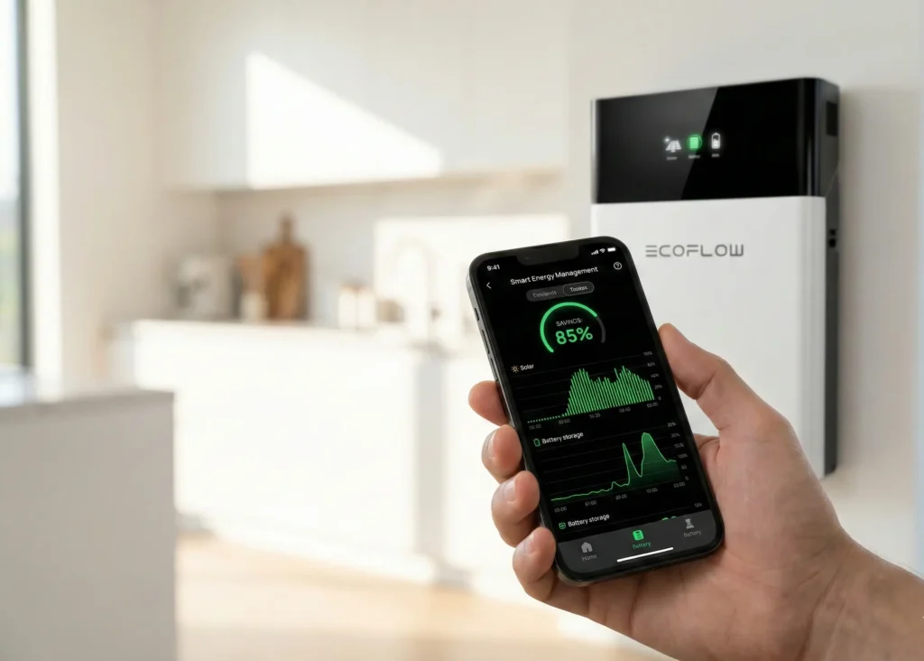 App de gestión de energía para ahorrar luz con batería doméstica.