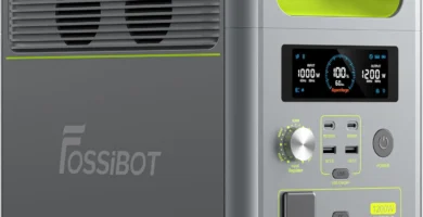 Estación de energía portátil FOSSiBOT F1200 de 1024Wh y 1200W en uso exterior.