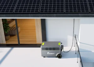 Infografía detallando la capacidad máxima de entrada solar y conexiones para la FOSSiBOT F7200.