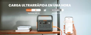 Gráfico comparativo de carga: 1 hora en la 240 v2 frente a 5,5 horas en la v1.
