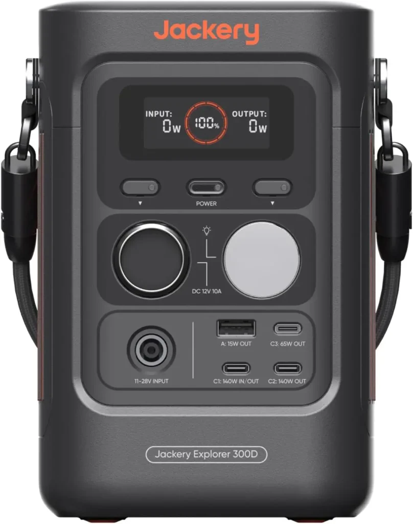 jackery explorer 300d imagen destacada, imagen frontal de la estación de energía portatil