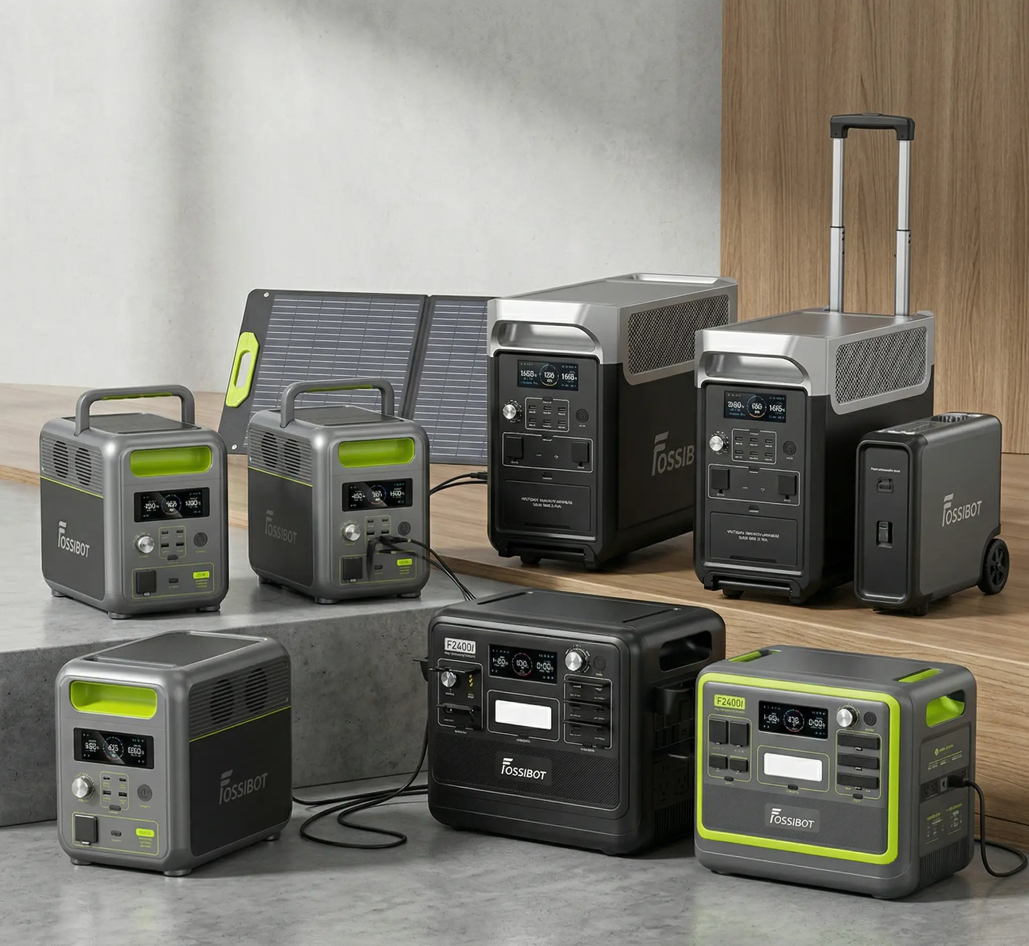 omparativa de las mejores estaciones de energía FOSSiBOT de 2026: modelos F7200, F3600 Pro, F2400 y F1800 para casa y camping.