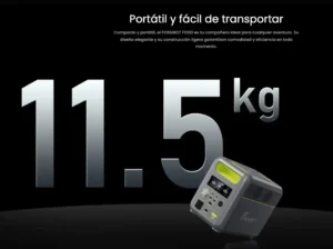 Una mano sosteniendo fácilmente la FOSSiBOT F1200 por su manija de transporte, destacando el peso de 11.5 kg ligero y compacto.