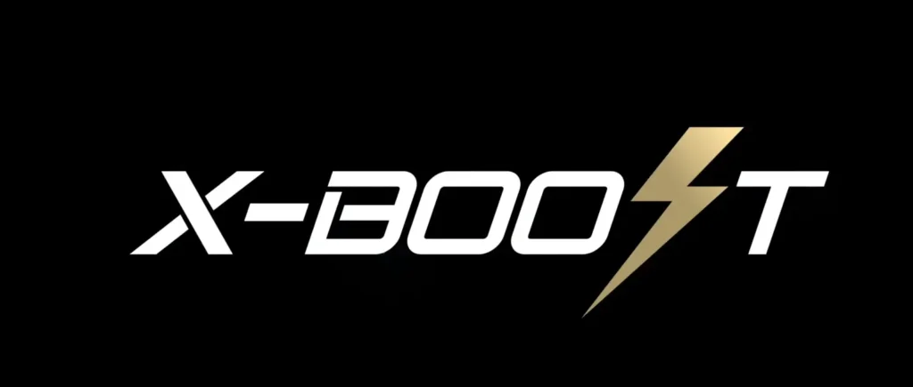 Logotipo de la tecnología X-Boost de EcoFlow con un rayo dorado, sistema que permite alimentar dispositivos de hasta 600W.