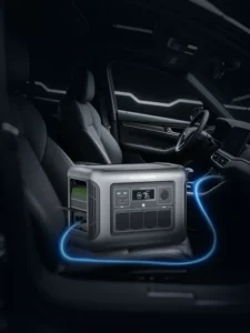 Diagrama de la carga mediante la toma de mechero de coche de 12V o 24V para la estación de energía ALLPOWERS R1500 Lite.