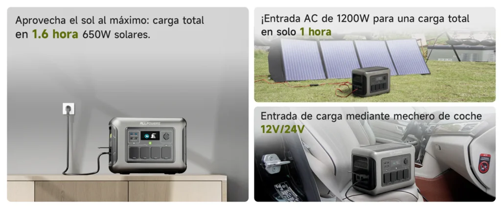 allpowers-r1500-lite-modos-carga-combinada Resumen de los 4 modos de carga avanzados disponibles de fábrica para rellenar la estación de energía ALLPOWERS R1500 Lite de 1056Wh.