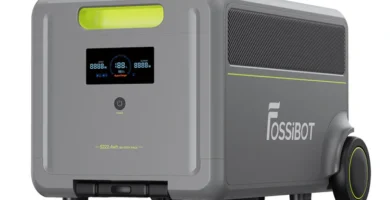 Módulo de batería de expansión FossiBot FB5222 con pantalla LCD y ruedas de transporte